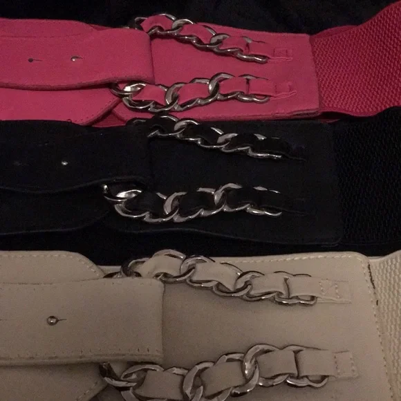 Stretch belts pink black and cream vintage - Picture 4 of 6